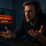 Jugador profesional molesto frente al computador durante una partida de Warzone Ranked.