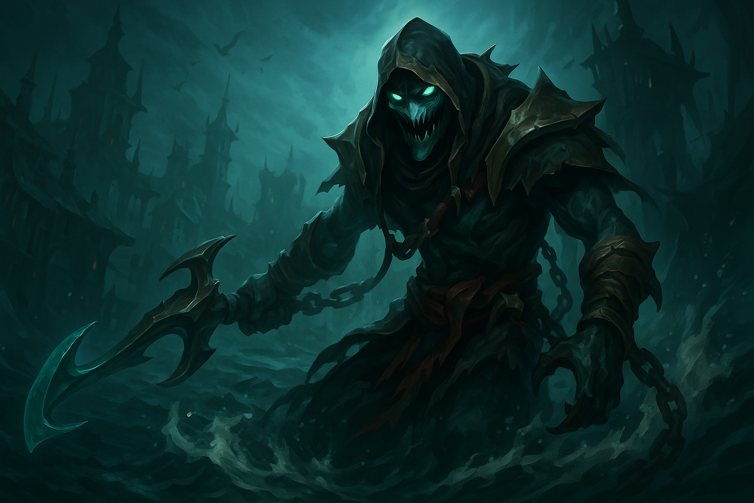 Campeón Pyke emergiendo en Aguas Estancadas con su arpón