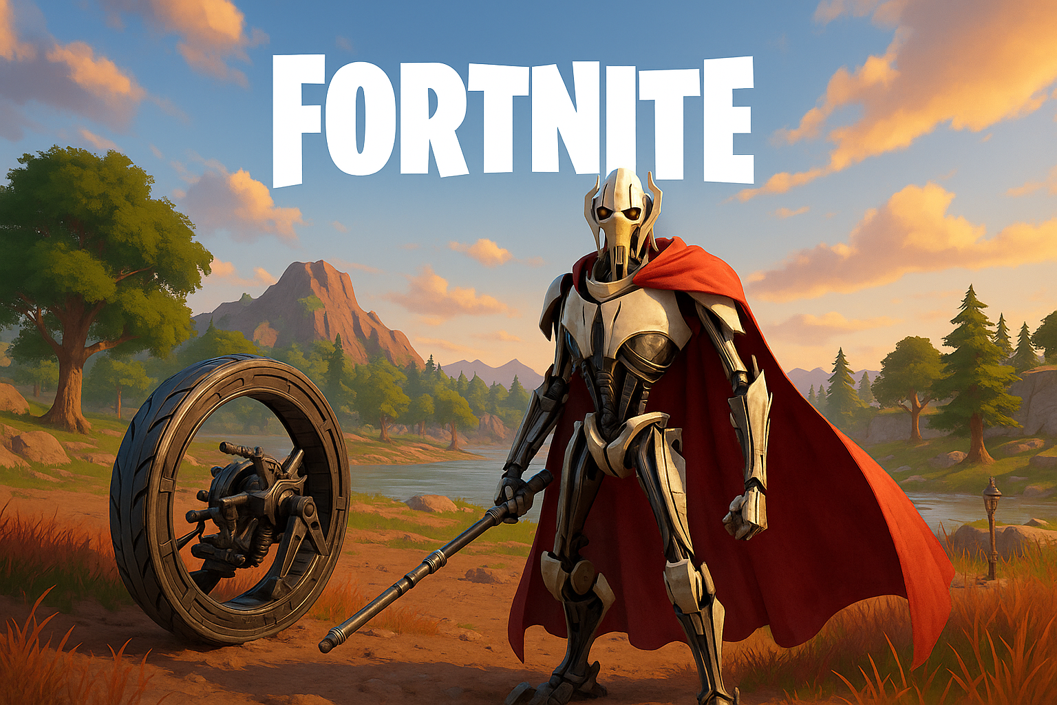 General Grievous y su moto TSMEU-6 en Fortnite