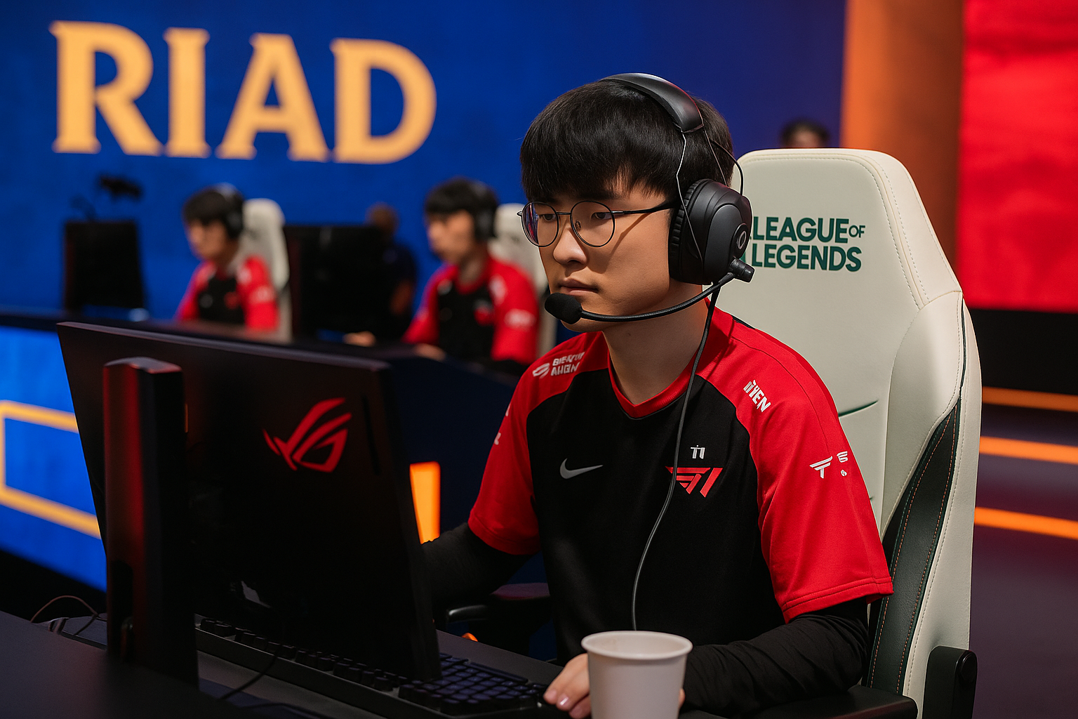 Jugador profesional de League of Legends compitiendo en torneo mundial
