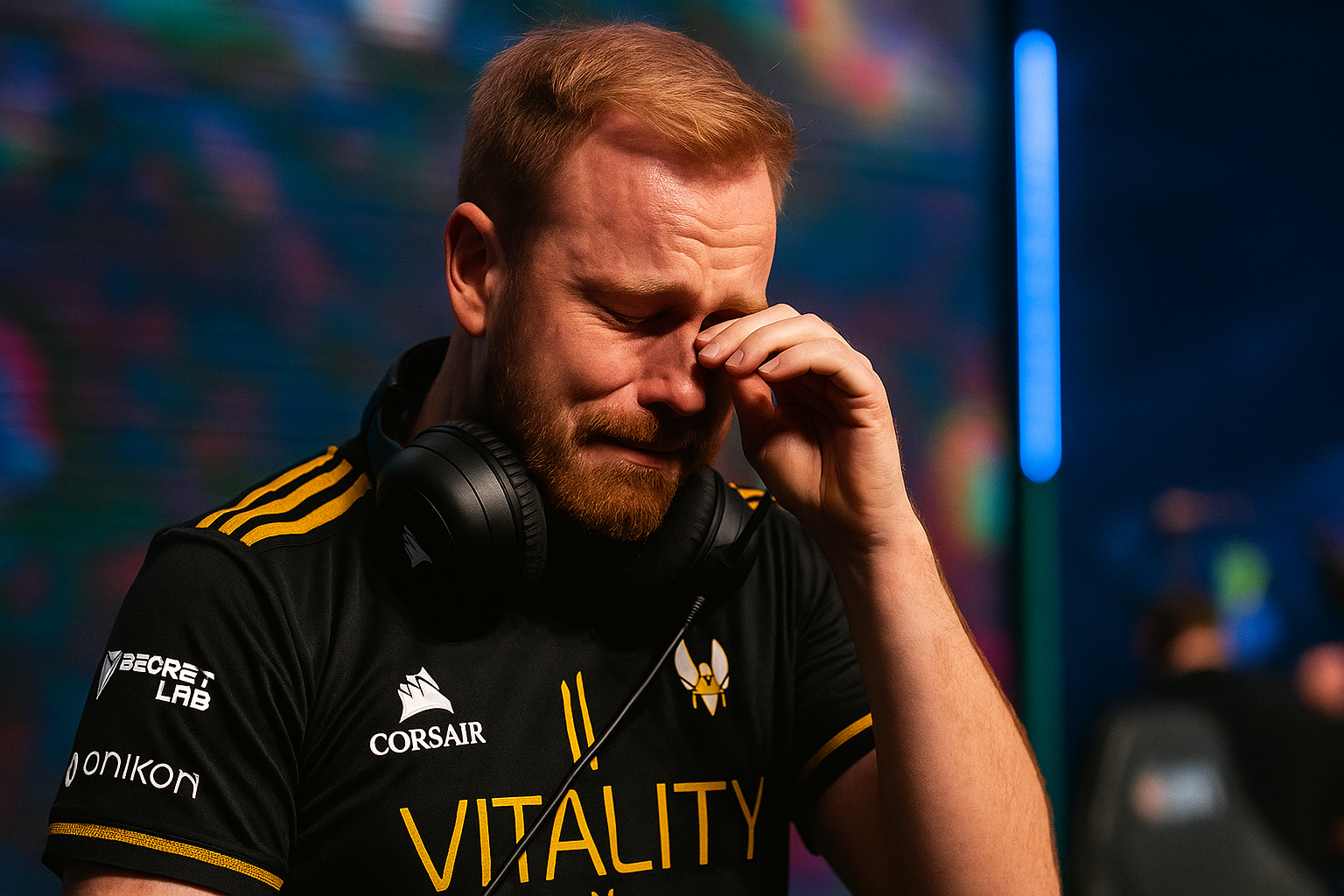 Jugador profesional de Counter-Strike emocionado al retirarse en torneo