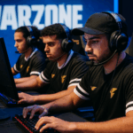 Jugadores profesionales de Warzone concentrados en un torneo en vivo