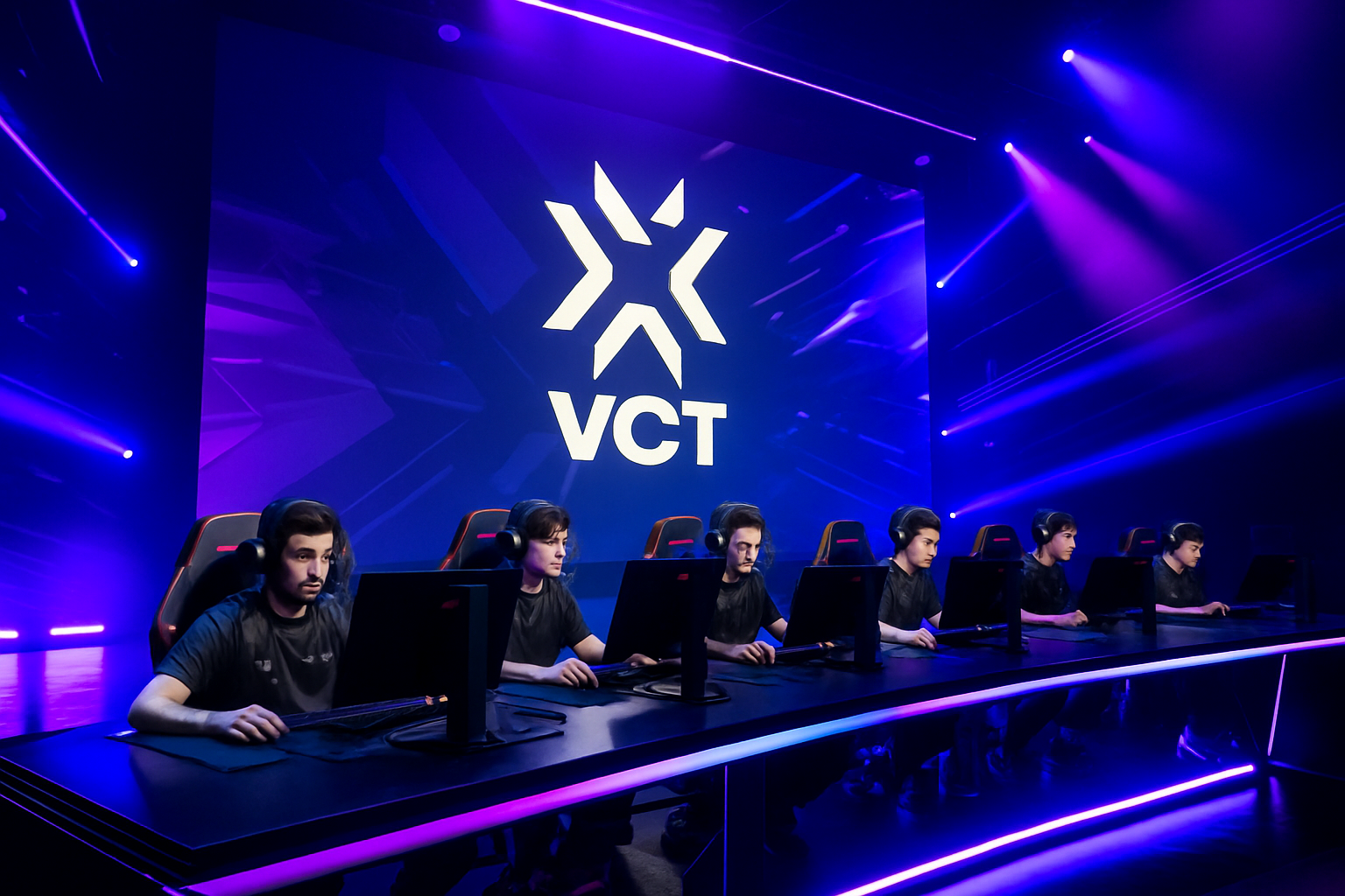 Escenario profesional de VALORANT con jugadores compitiendo en VCT 2025