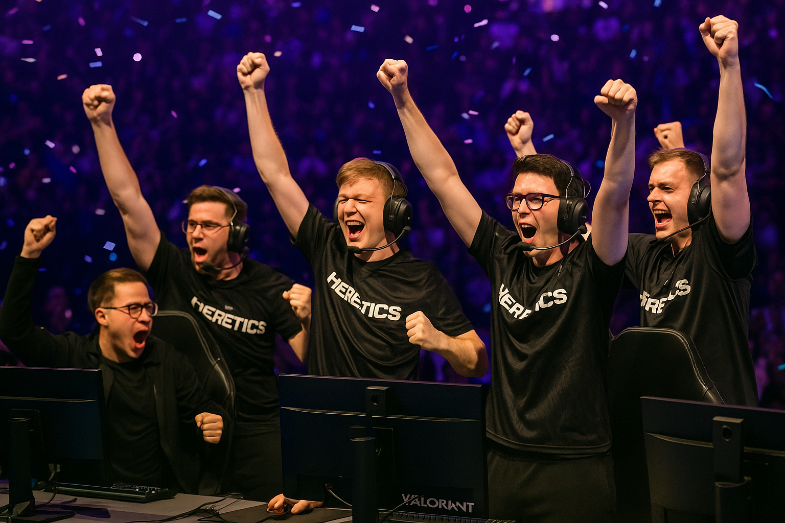 Team Heretics celebrando el punto final en VALORANT EWC 2025