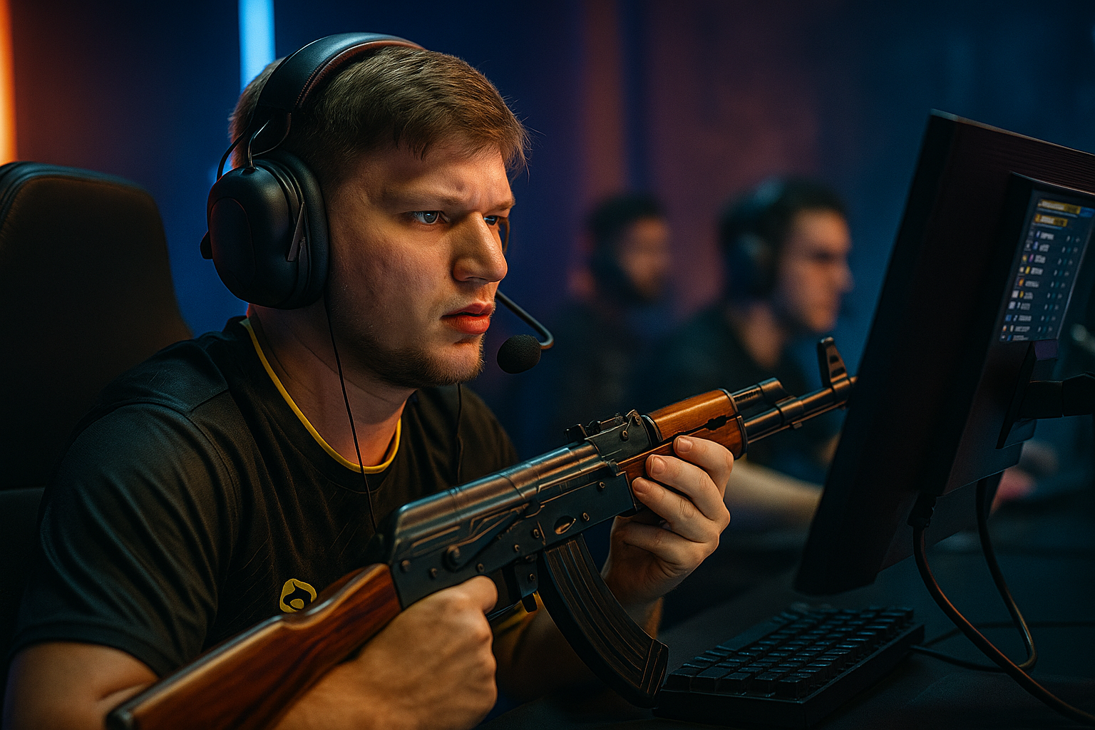 Jugador profesional de CS2 logrando un ace y clutch en FACEIT contra rivales de alto nivel