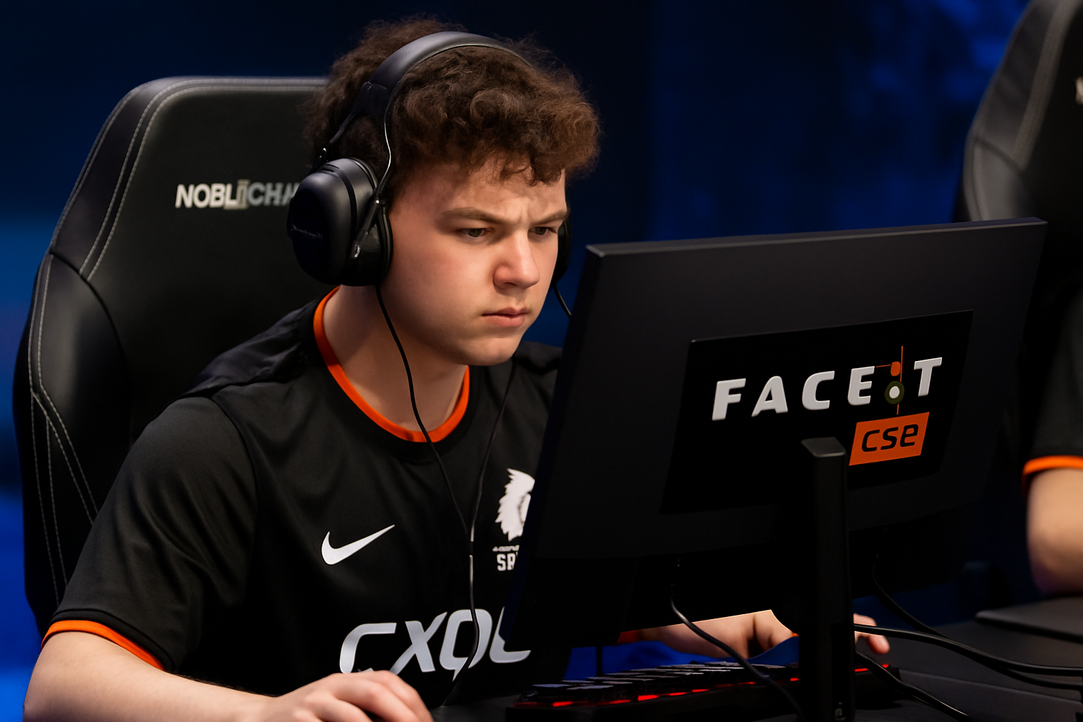 Donk compitiendo en FACEIT CS2 con Team Spirit, enfocado en plena partida.