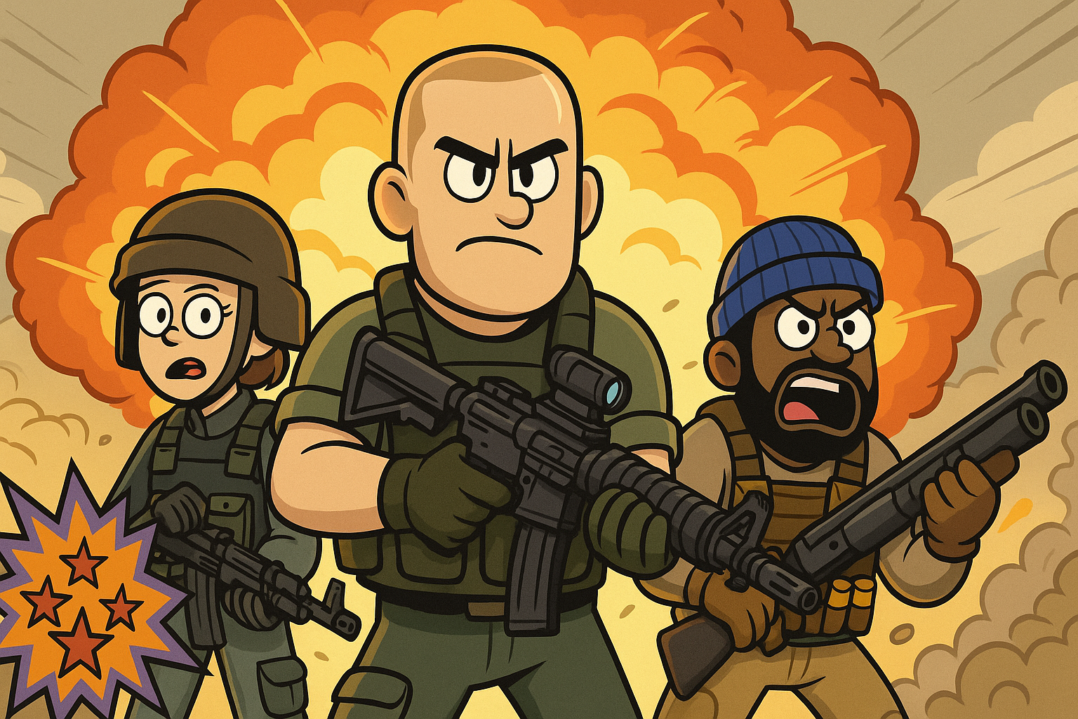 Soldados estilo cartoon en acción durante el evento CODtoons de Call of Duty.