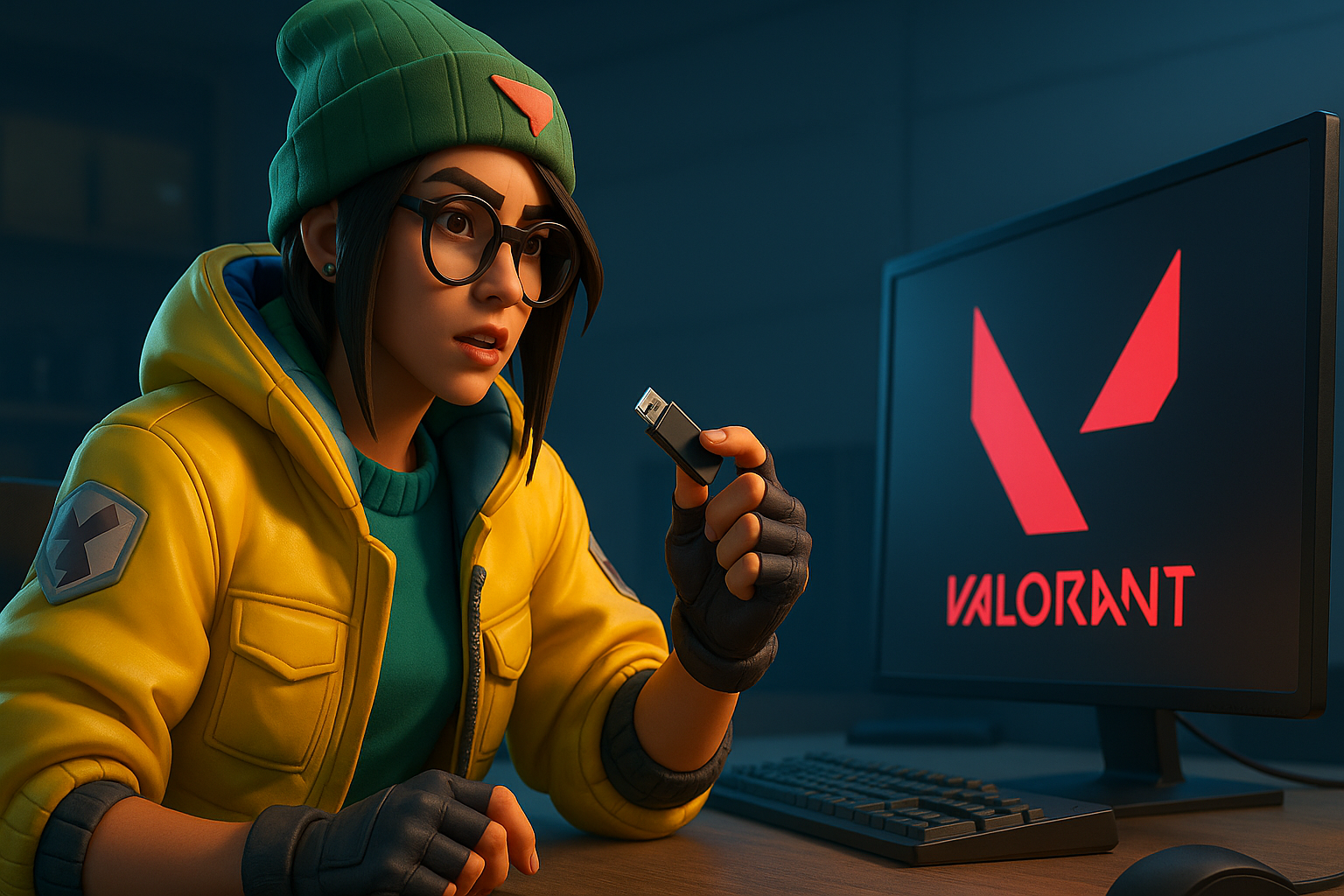Killjoy de VALORANT instalando el juego en PC durante la actualización 2025