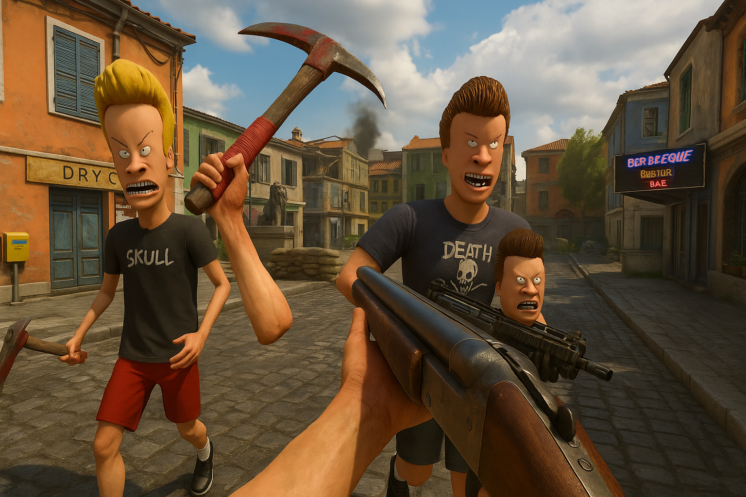 Beavis y Butt-Head armados en un mapa de Call of Duty
