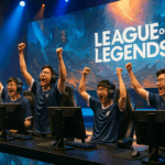Equipo de League of Legends celebrando una victoria en un torneo internacional