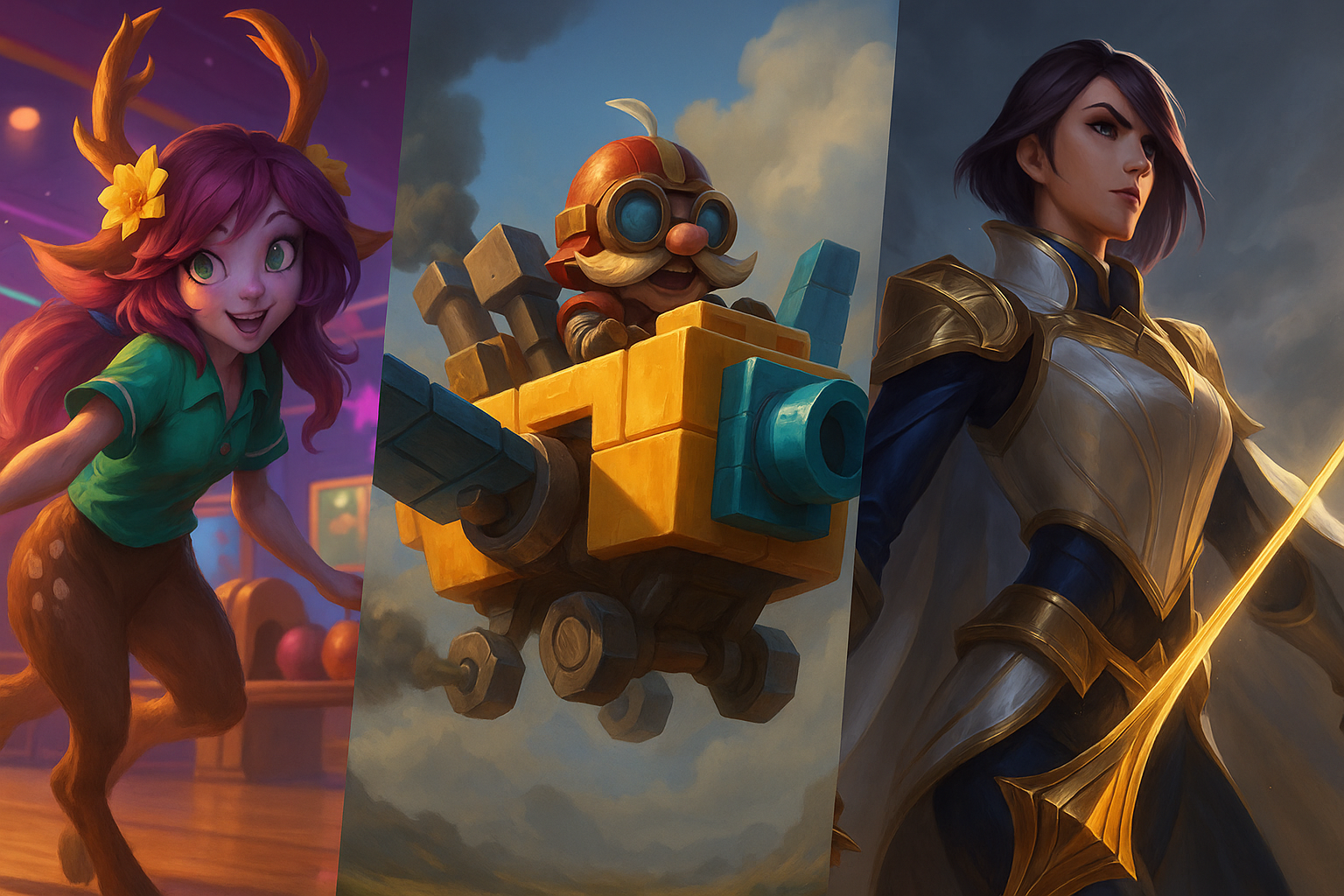 Campeones de LoL con nuevos aspectos del parche 25.16 — Fiora, Corki y Lillia