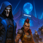 Imagen del modo Stadium en Overwatch 2 con héroes icónicos en un estadio futurista.