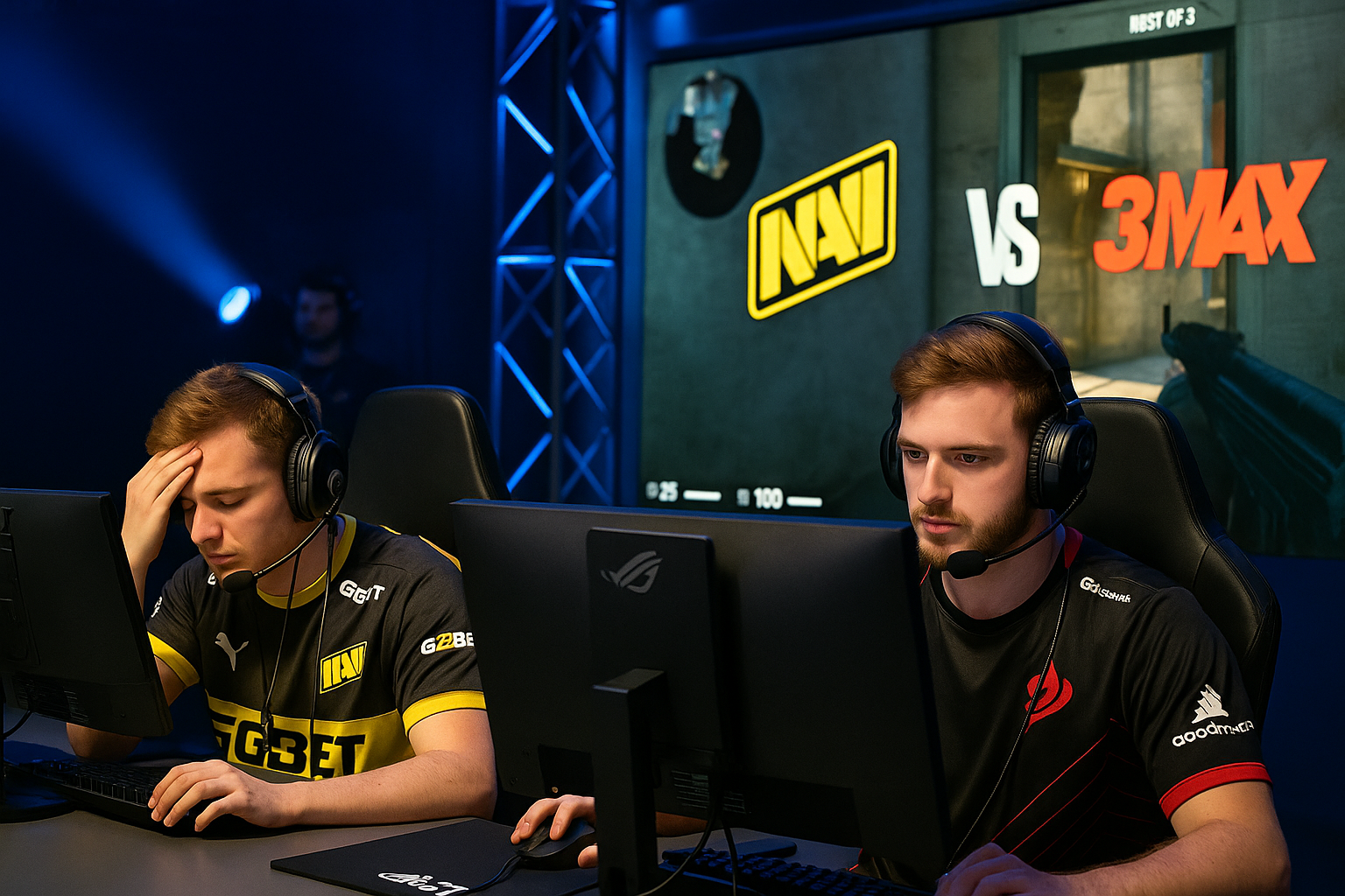 Jugadores de NAVI y 3DMAX en partida de CS2 durante la Esports World Cup 2025.