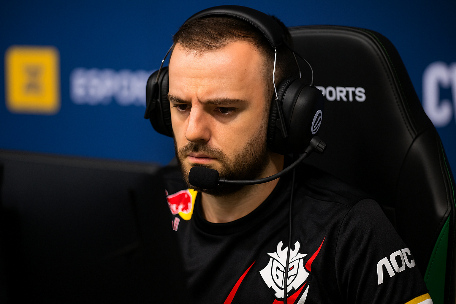 Jugador de G2 Esports concentrado en torneo de CS2 en la EWC 2025