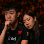 Ame y su esposa mostrando emoción y apoyo tras la derrota en TI 2025, reflejando la resiliencia y esperanza en Dota 2.