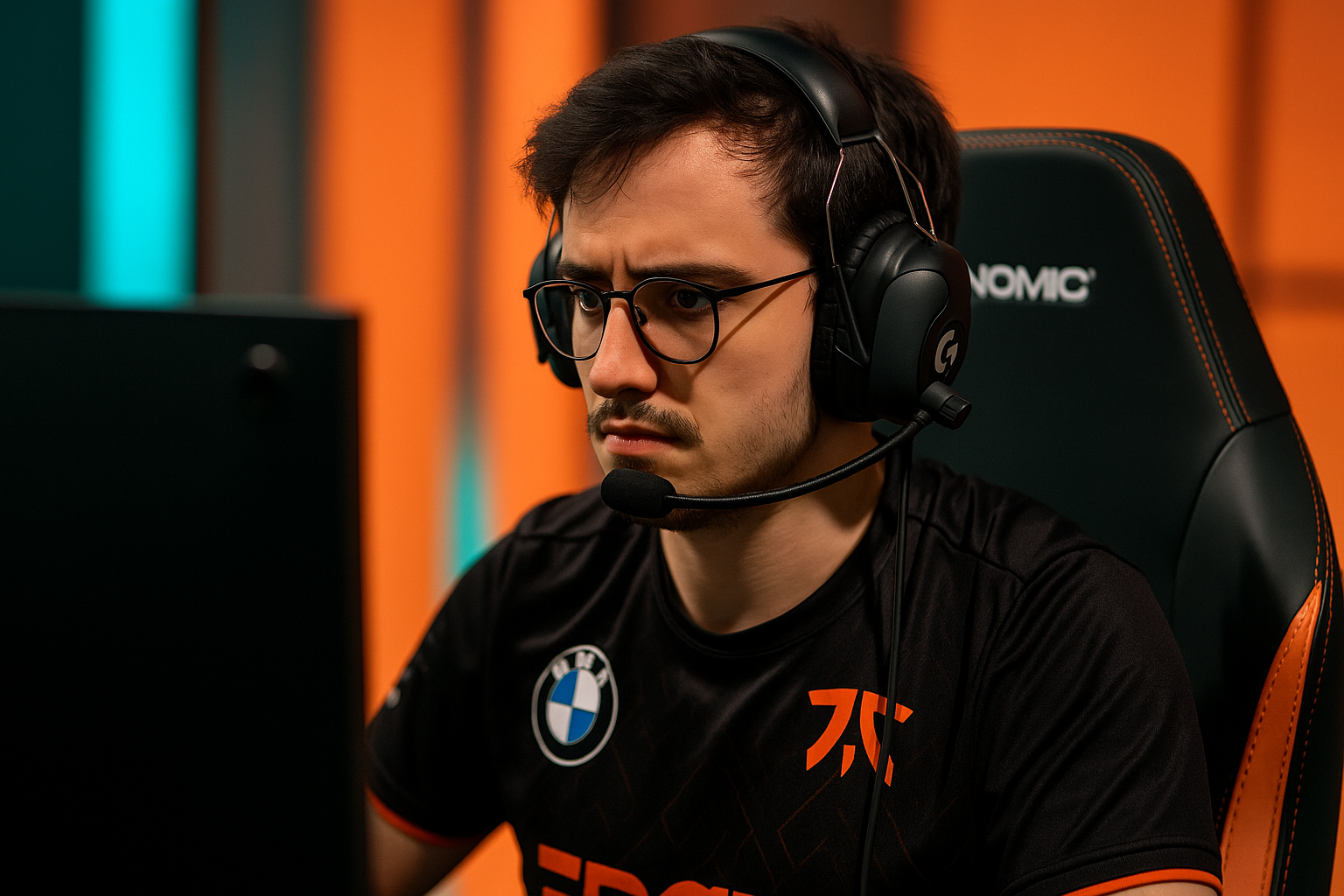 Razork en el escenario de esports con la camiseta de Fnatic, simbolizando la salida de Humanoid y el nuevo rumbo del equipo en LEC 2025.