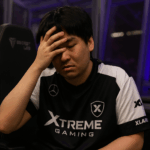 Ame de Xtreme Gaming mostrando frustración en la final del TI 2025 de Dota 2 tras caer frente a Team Falcons.