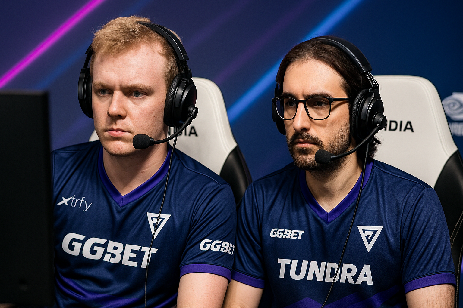 Jugadores de Tundra Esports concentrados en partida de Dota 2 en torneo internacional.