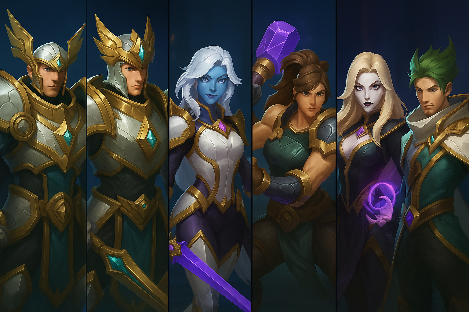 Cromas de skins de campeones de League of Legends para Invictus Gaming y Samsung Galaxy.