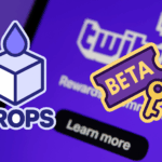 Gráfico digital que muestra íconos de Twitch Drops y acceso anticipado Beta en un fondo púrpura de Twitch.