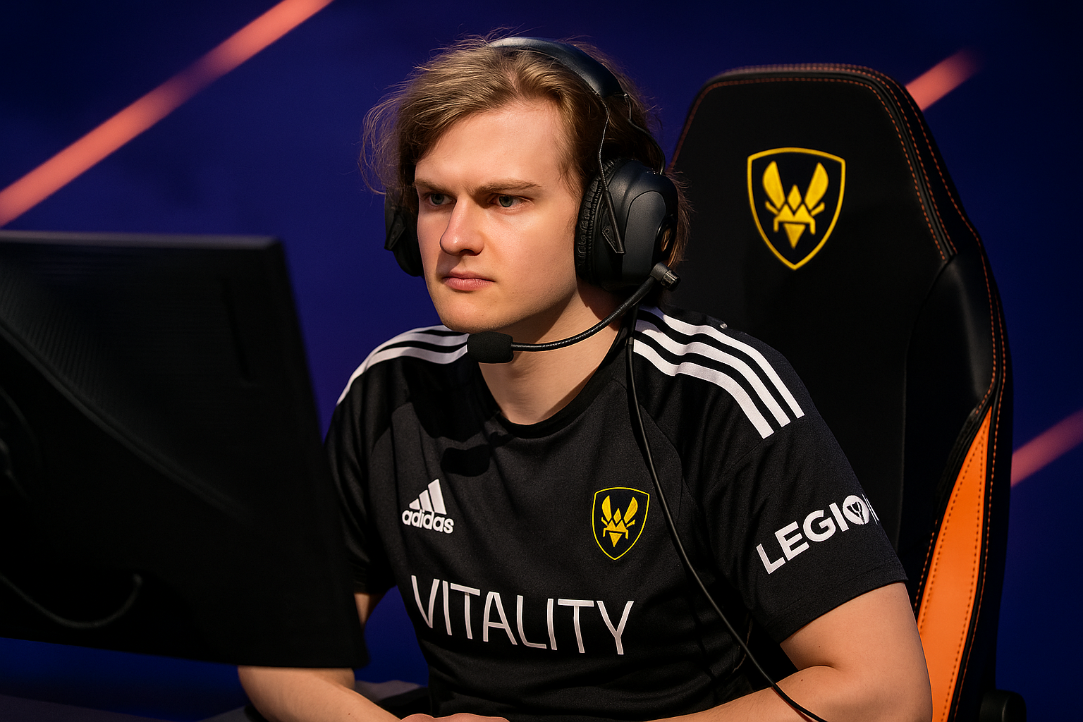Derke concentrado jugando con Vitality en un partido de VCT 2025