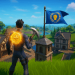 Jugador con la Medalla de Saitama capturando la Bandera en Fortnite Blitz