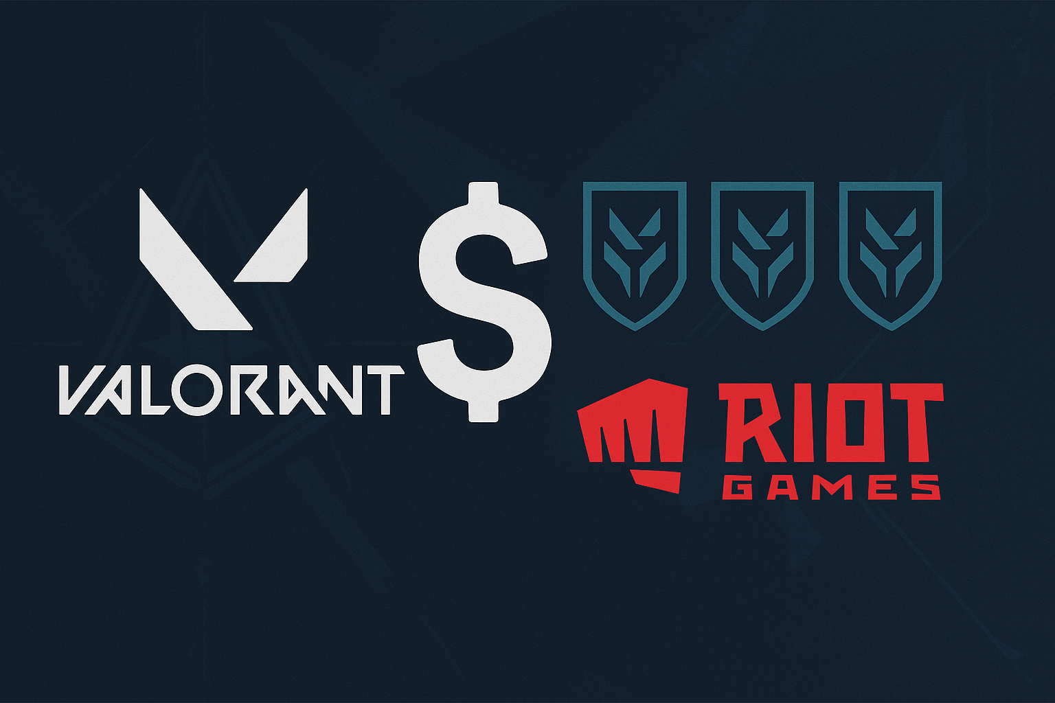Escena de VALORANT con símbolos de Riot Games y escudos de Challengers, representando el apoyo financiero del Path to Champions.