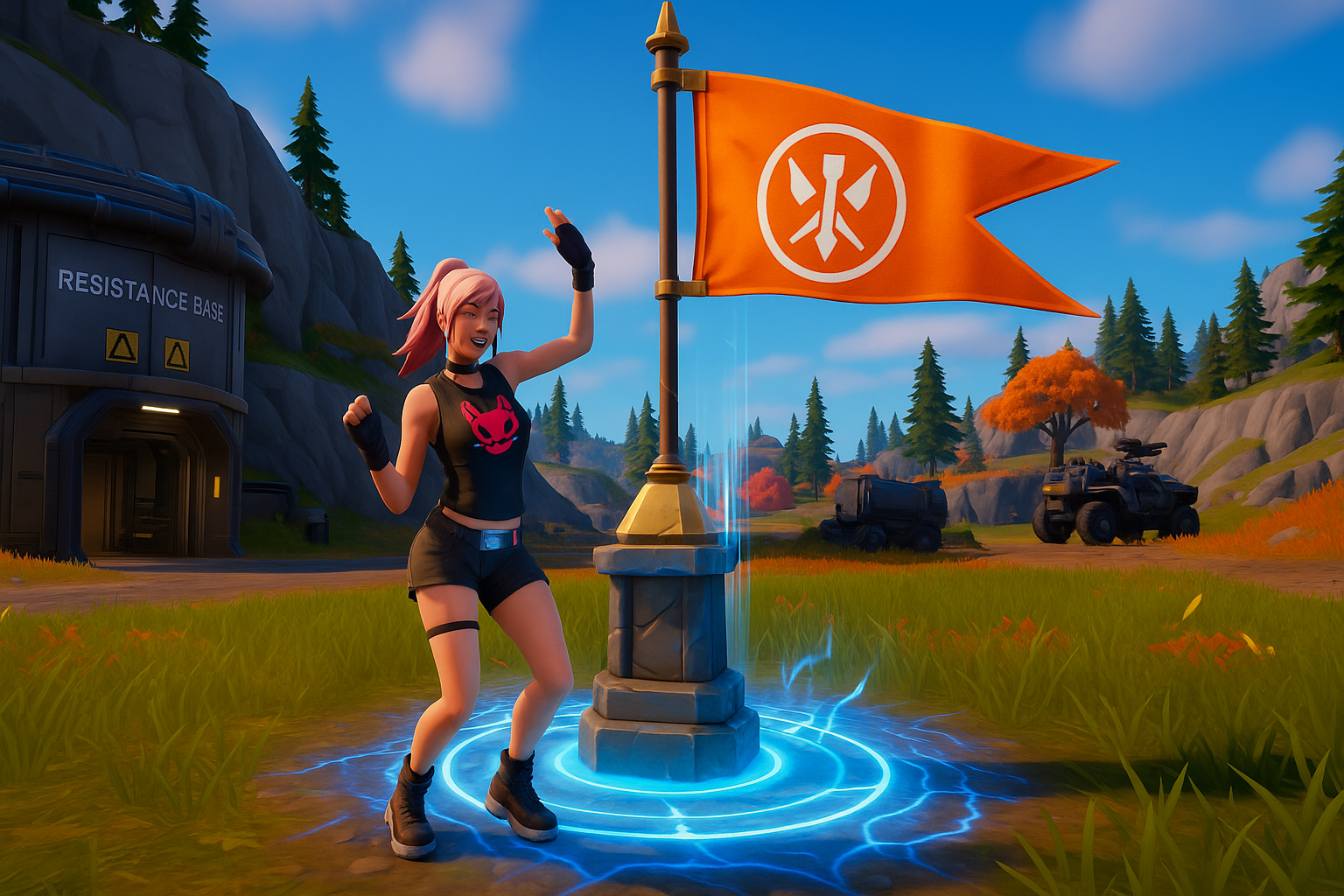 Jugadora bailando en un Punto de Captura en Fortnite Capítulo 6 Temporada 4