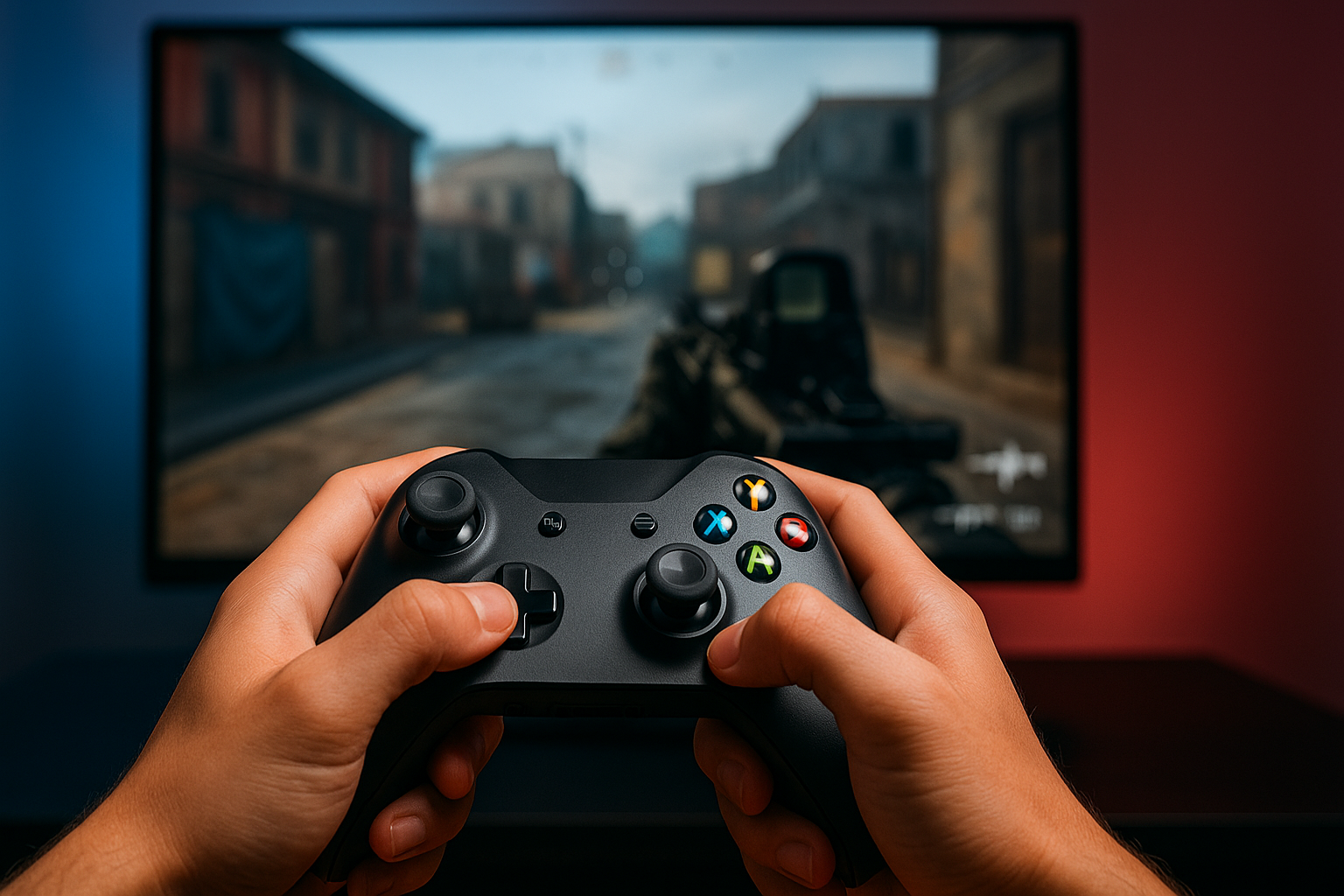 Jugador chileno de Call of Duty: Black Ops 7 ajustando su control mientras apunta en partida competitiva.