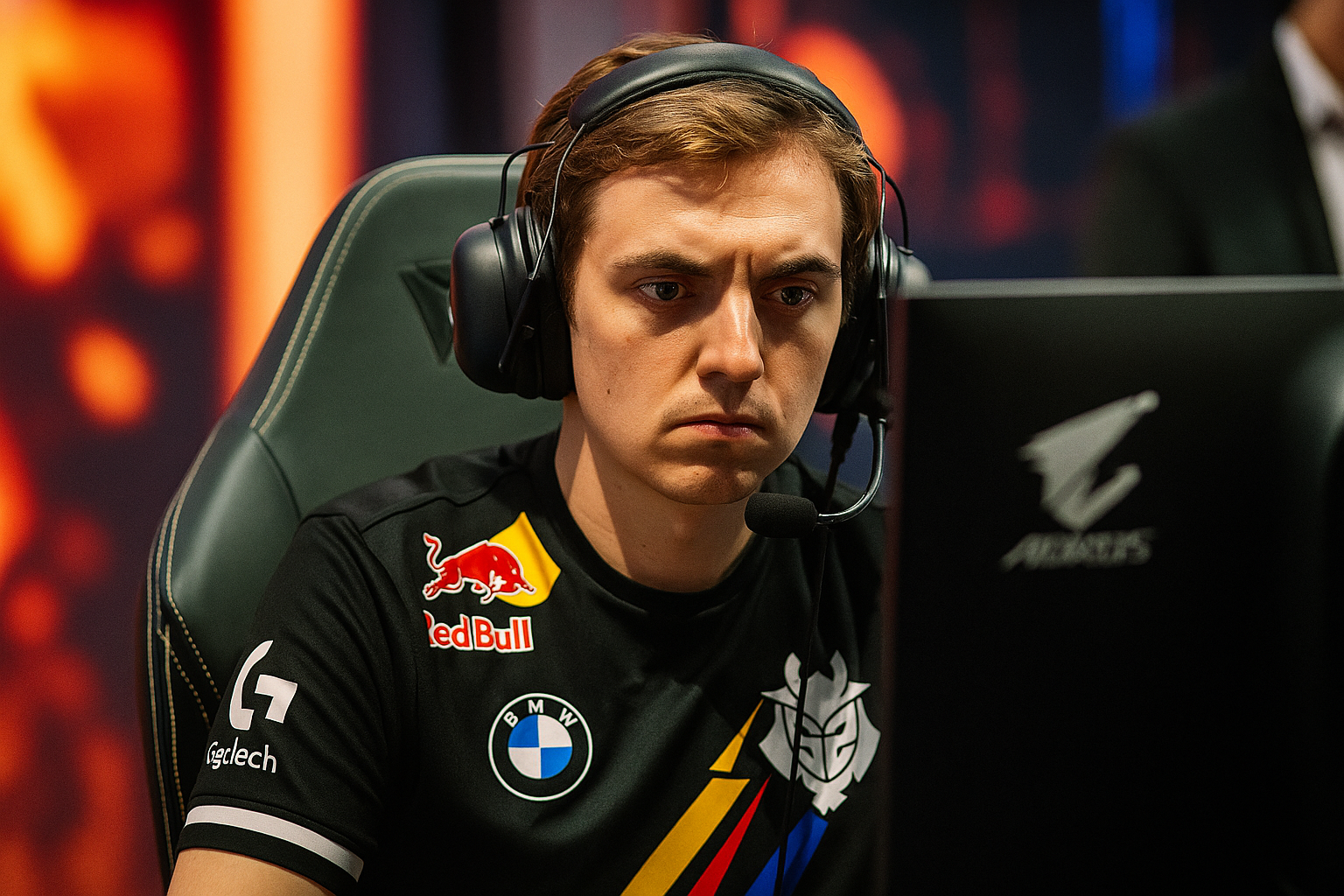 Jugador de G2 Esports concentrado durante el Mundial 2025 de League of Legends.