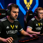 Jugadores de Vitality concentrados en un partido LAN de CS, rumbo a los playoffs del StarLadder Budapest Major 2025 tras vencer a NAVI.