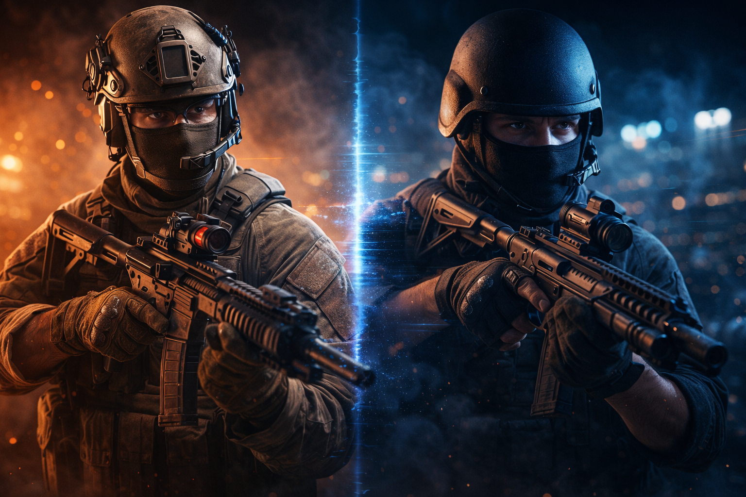 Operadores estilo Call of Duty en una escena dividida, representando el cambio de Activision y el fin de lanzamientos seguidos de Modern Warfare y Black Ops.