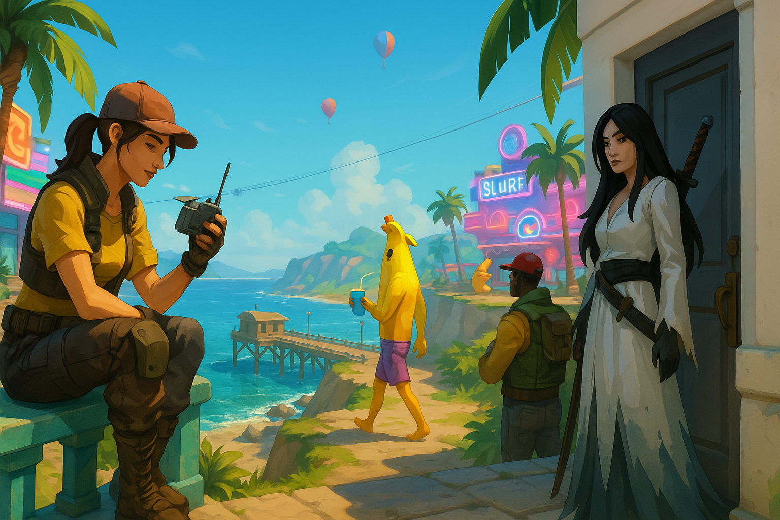 NPC de Fortnite Capítulo 7 repartidos por la costa de Pacific Break en distintos puntos de interés