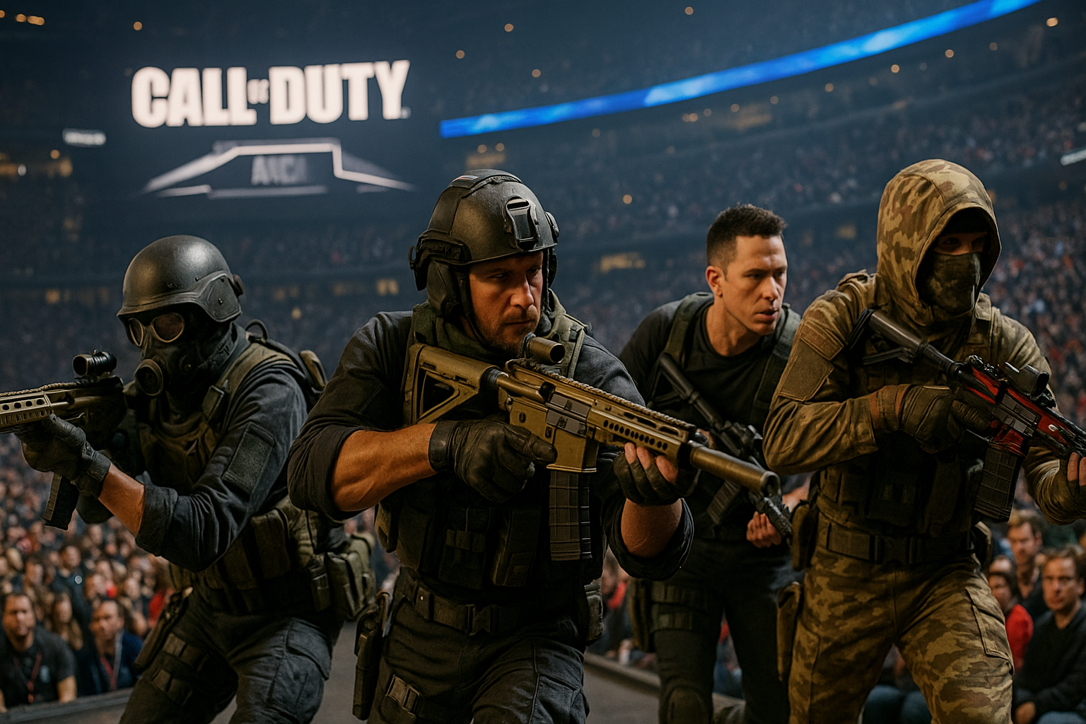 Jugadores estilo Call of Duty en arena eSports llena durante la Call of Duty League 2026