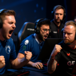 Jugadores de Team Liquid celebrando frente a Astralis en pleno partido de Counter-Strike en el Budapest Major 2025