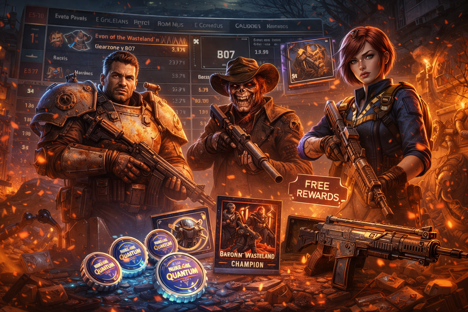 Imagen promocional del evento Baron of the Wasteland en BO7 y Warzone, con estética Fallout y recompensas gratis.