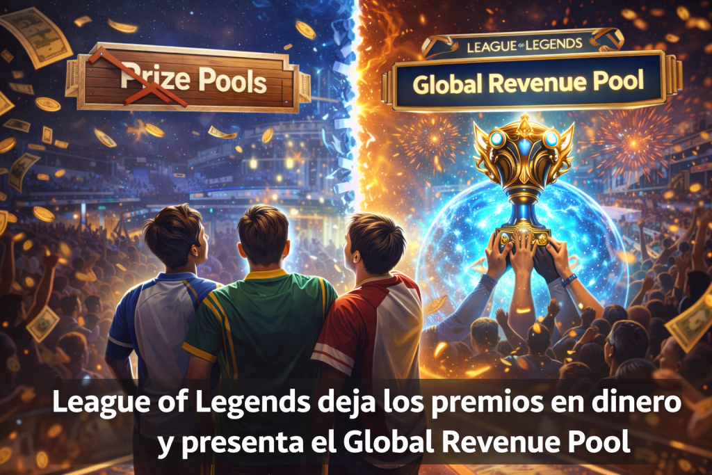 Comparación visual entre los Prize Pools eliminados y el nuevo Global Revenue Pool en el ecosistema competitivo de League of Legends