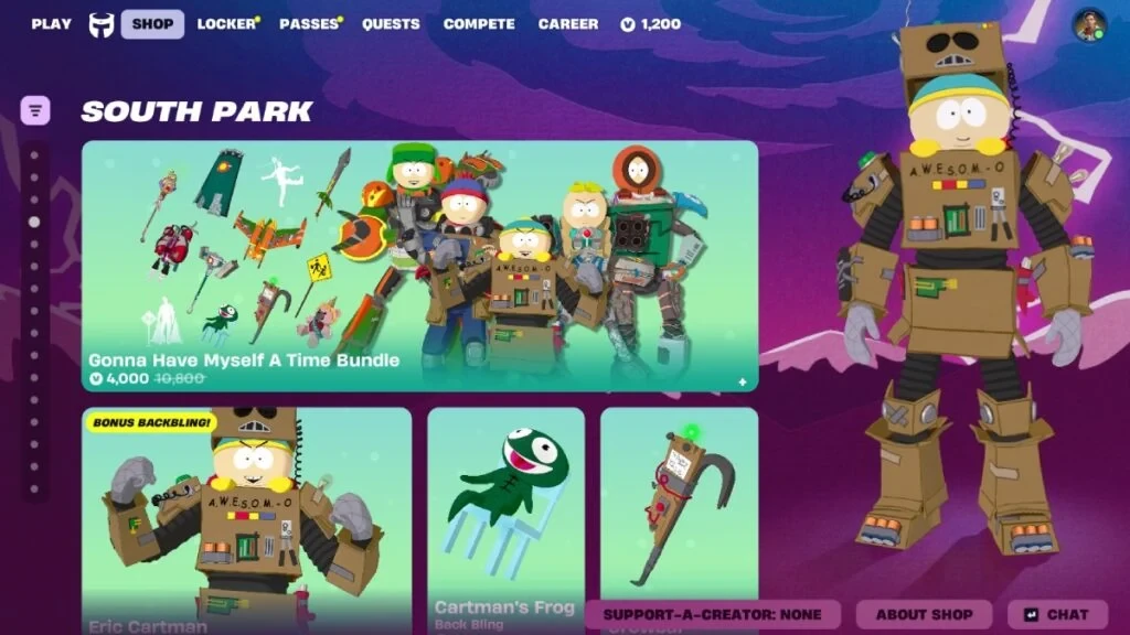 Paid South Park Fortnite skins