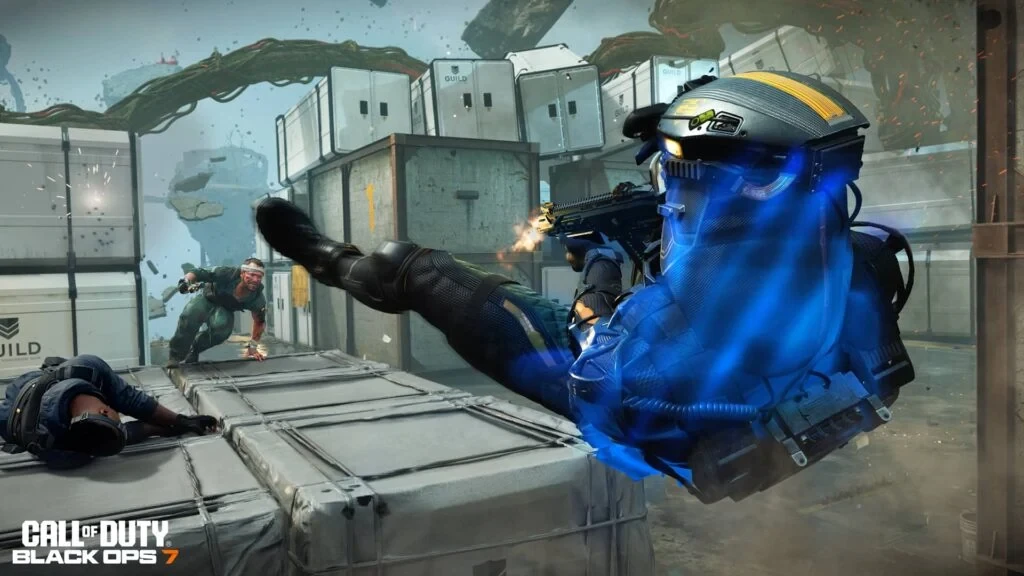 Operator shooting a target with the REV-46 SMG in Black Ops 7 Overdrive mode