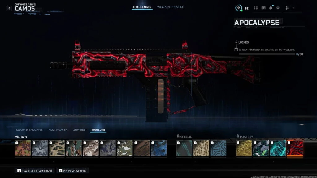 Desafíos de camuflajes de Warzone para la SG-12 en Black Ops 7