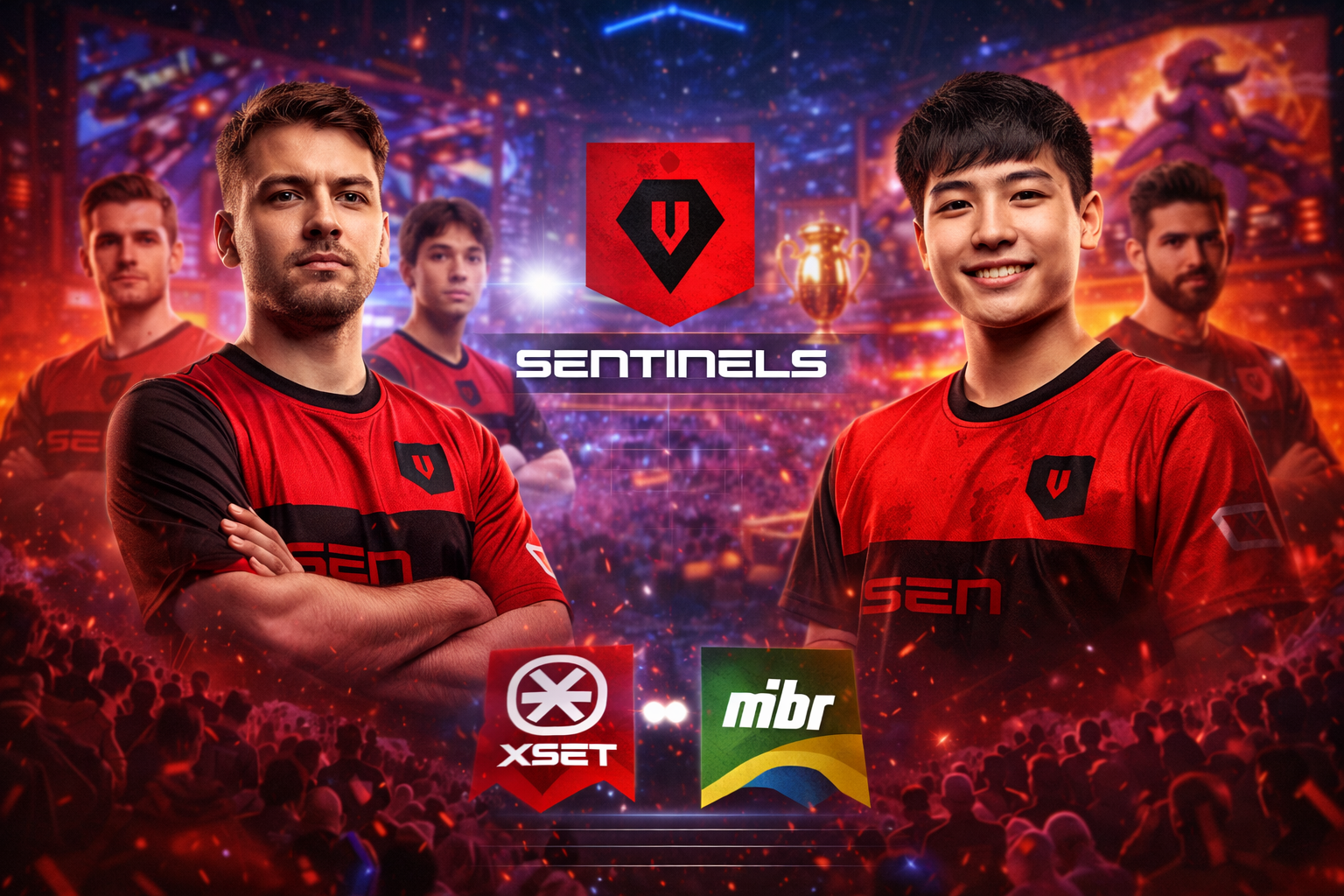 Zekken y Dephh en una imagen estilo esports, marcando el rebuild de Sentinels en VALORANT