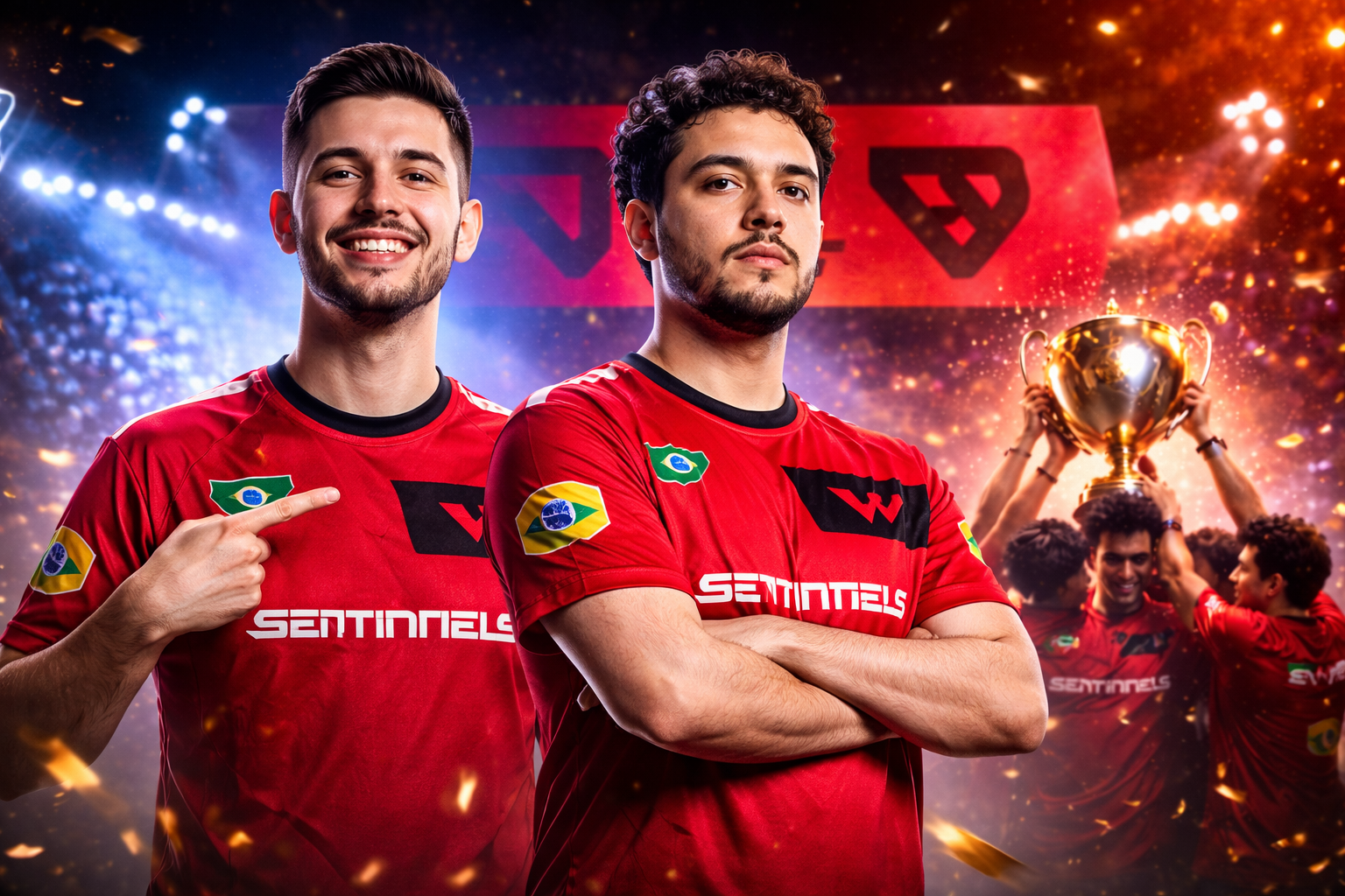 Sacy y pANcada con la camiseta de Sentinels, representando su llegada al roster de VALORANT tras ser campeones de 2022