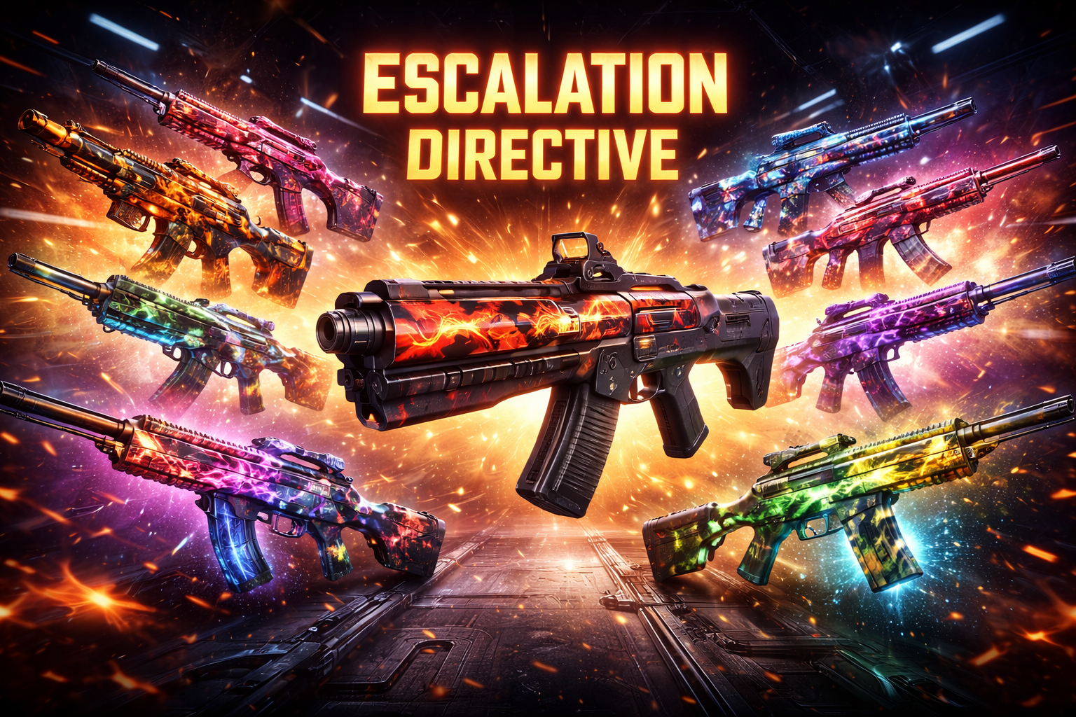 Escopeta SG-12 y camuflajes del evento Escalation Directive en Black Ops 7 y Warzone, con armas de camos animados