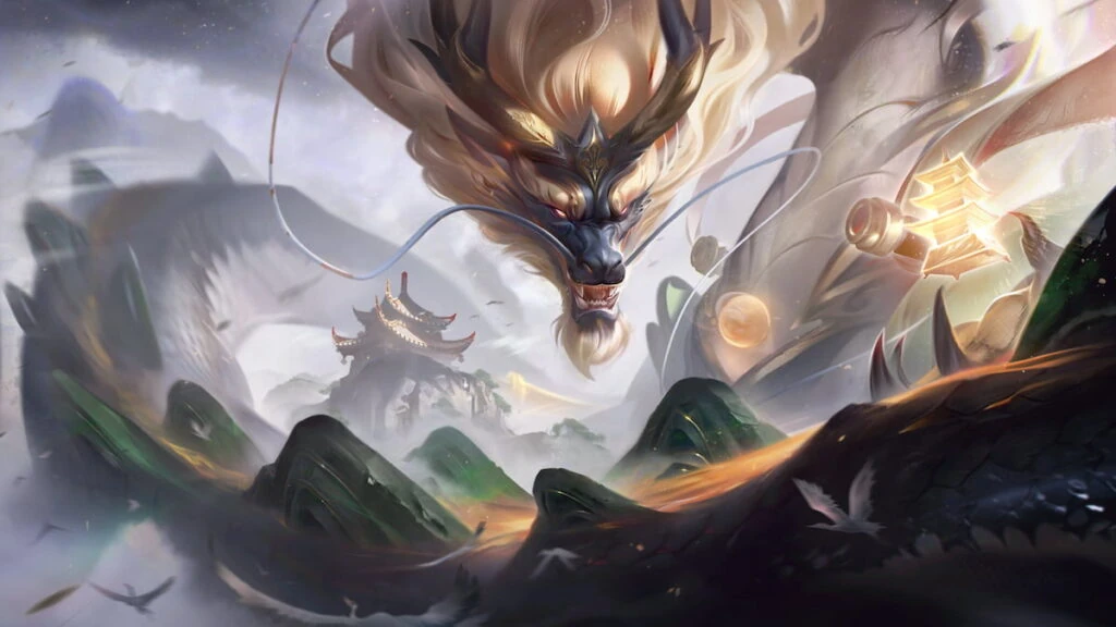 Imagen mostrando el cosmético Divine Architect Porcelain Aurelion Sol en League of Legends.