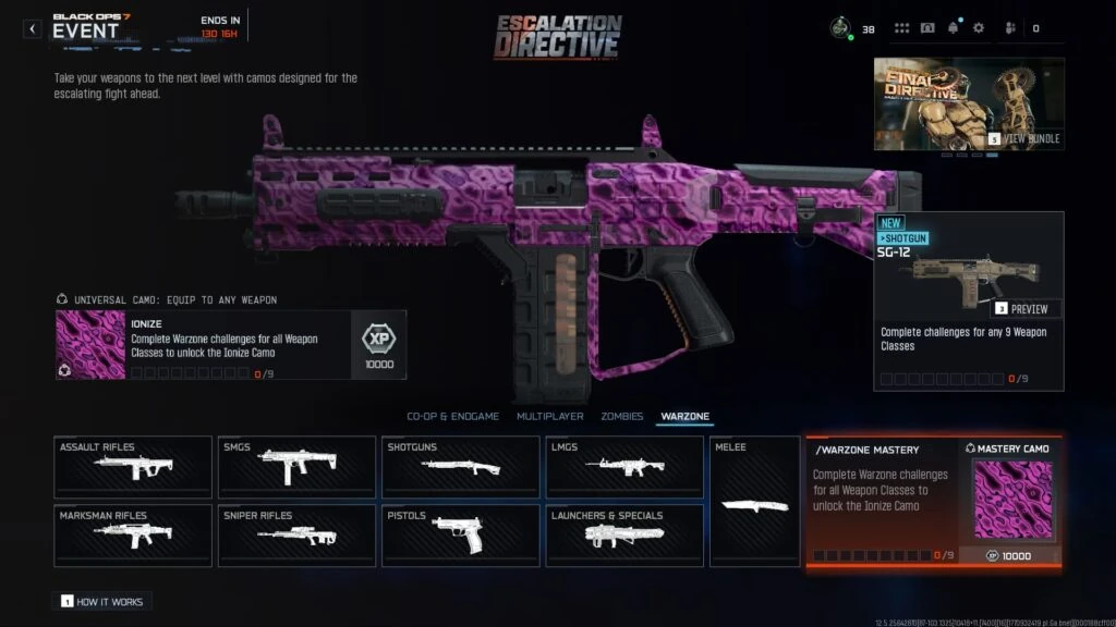 Camo Ionize del evento Escalation Directive en BO7 y Warzone