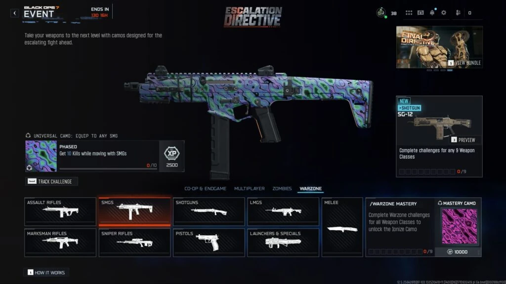 Camo Phased del evento Escalation Directive en BO7 y Warzone