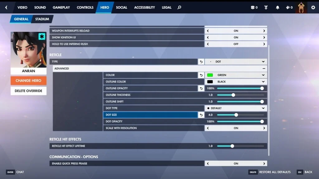 La mejor mira de punto para Anran en Overwatch