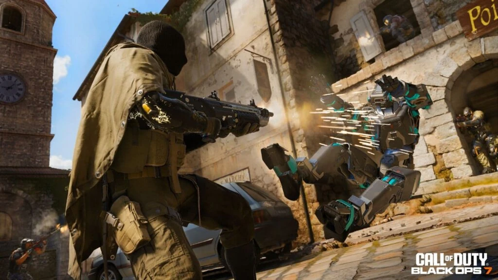 Operador disparando a un enemigo con escopeta en el modo Solo Hearts Moshpit de Black Ops 7 Season 2