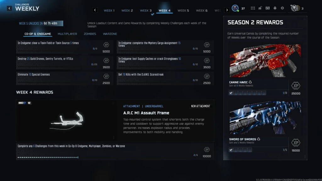 Desafíos de la Semana 4 de la Temporada 2 de BO7 en Endgame