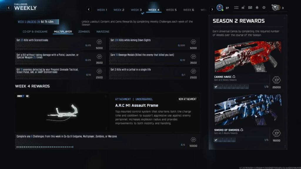 Desafíos de la Semana 4 de la Temporada 2 de BO7 en Multijugador